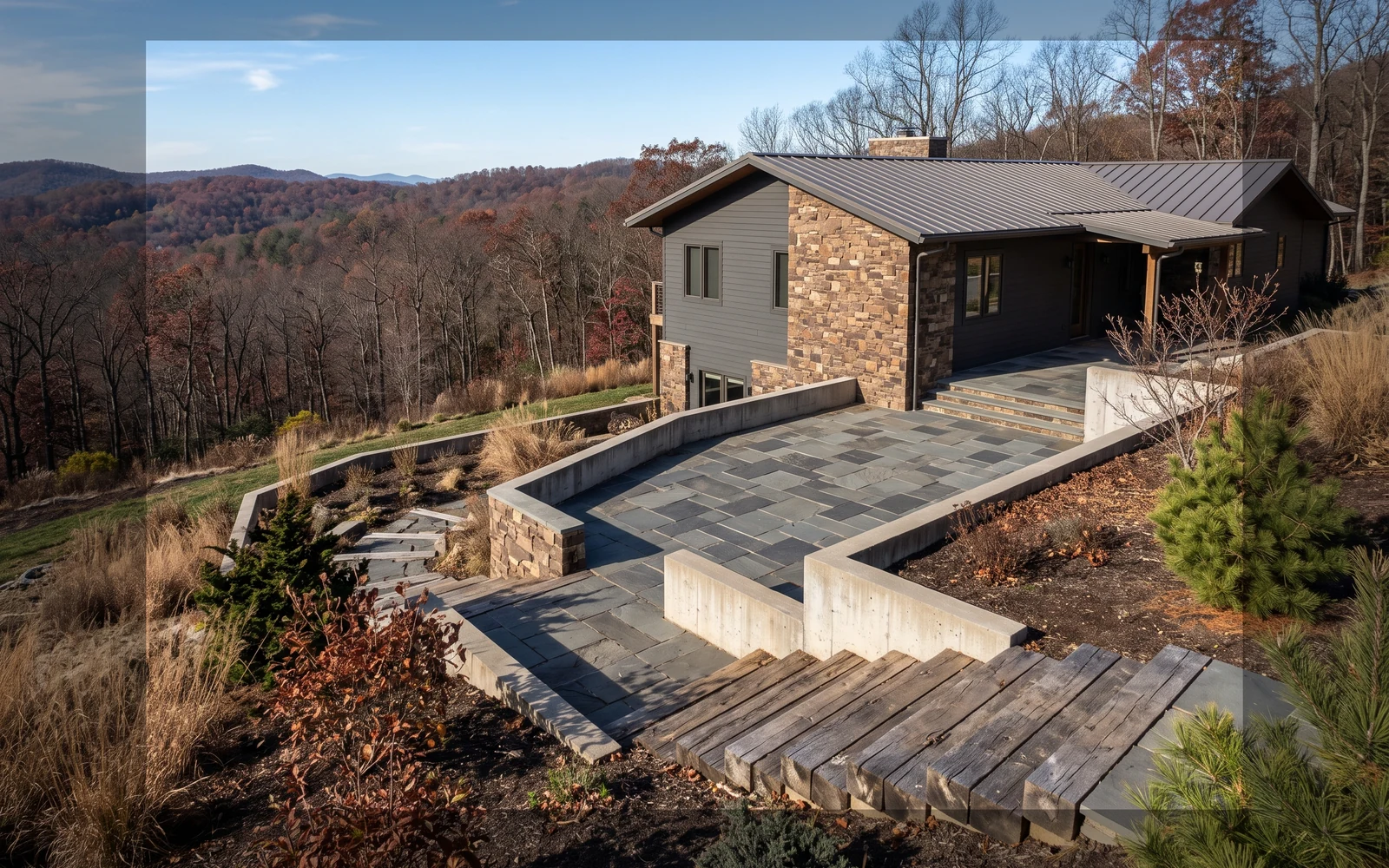 Generated Rocky Mount hardscape planning concept showing a distinct property-context planning view